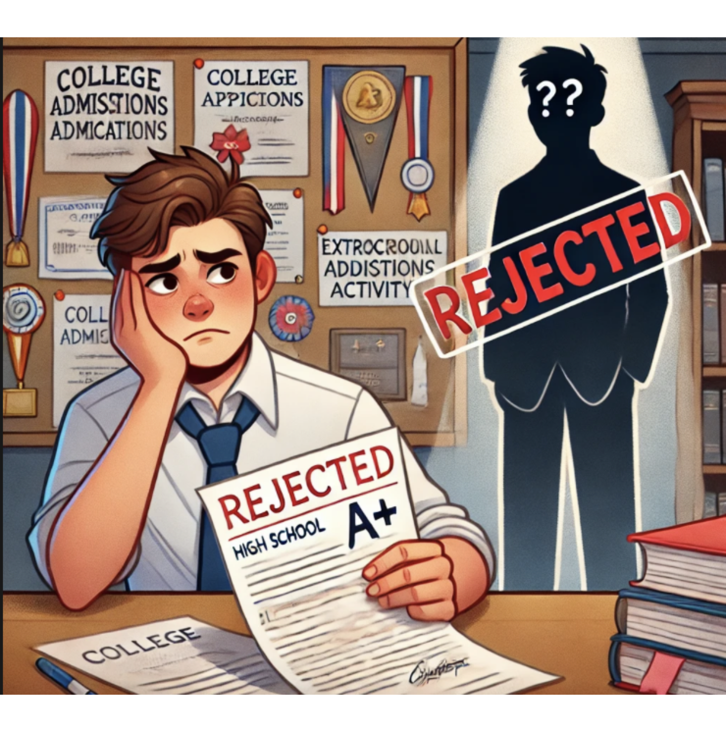 student with rejection letter
